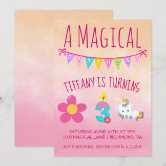 UNICORN Geburtstagsparty Drei Jahre alt Einladung