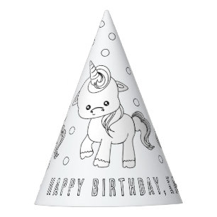 Unicorn Geburtstagsparty - Farbe Ihres eigenen Par Partyhütchen