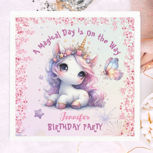 Unicorn Geburtstagsparty Girl Pink Lila Papier Serviette