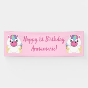 Unicorn Geburtstagsparty Pink Banner