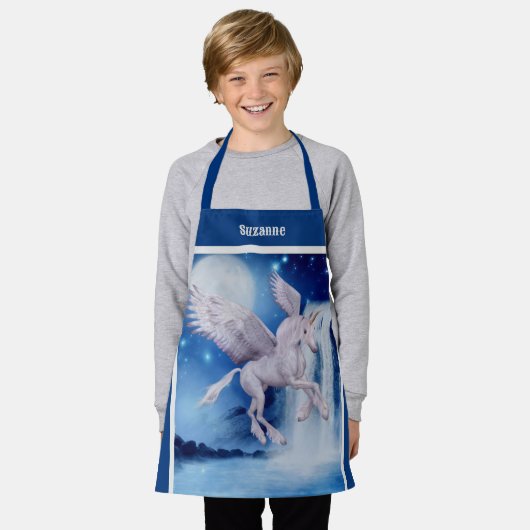 Unicorn Gedeckter Wasserfall Personalisiert Schürze (Getragen)