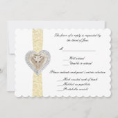 Unicorn-Gelb-Spitzen-Antwortkarte Einladung (Vorderseite)