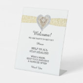 Unicorn-Gelb-Spitzen-Hochzeitsicherheit Sockelschild (Vorderseite)