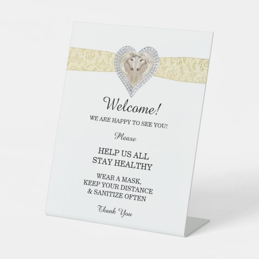 Unicorn-Gelb-Spitzen-Hochzeitsicherheit Sockelschild (Vorderseite)