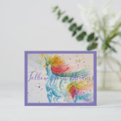 Unicorn Gemälde Befolgen Sie Ihre Träume Wasserfar Postkarte (Stehend Vorderseite)