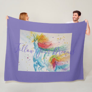 Unicorn Gemälde folgen Ihren Träumen Fleece Blanke