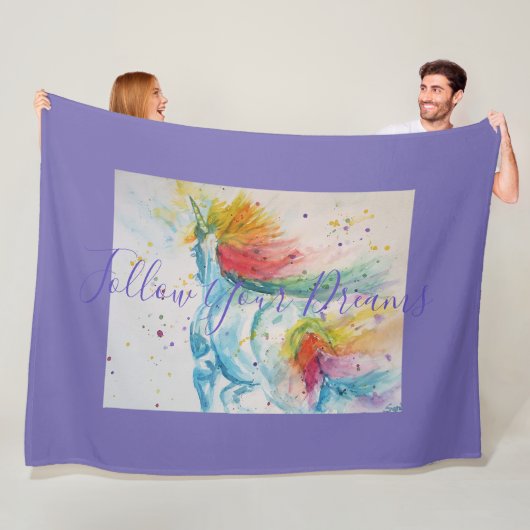 Unicorn Gemälde folgen Ihren Träumen Fleece Blanke (Beispiel)