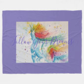Unicorn Gemälde folgen Ihren Träumen Fleece Blanke (Vorderseite (Horizontal))