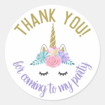 Unicorn-Gesicht Geburtstagskleber rund Etiketten