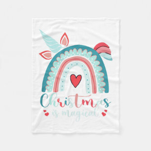 Unicorn Gesicht Niedlich Rainbow Christmas ist mag Fleecedecke