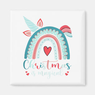 Unicorn Gesicht Niedlich Rainbow Christmas ist mag Magnet