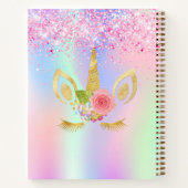 Unicorn Gesicht rosa lila Holografin Notizblock (Rückseite)