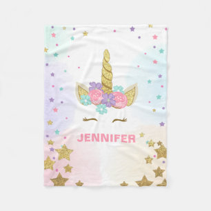 Unicorn-Gesichts-Fleece-Decken-personalisiertes Fleecedecke