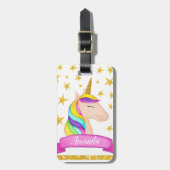 Unicorn-Gesichts-Imitat-GoldGlitzer hat Girly | in Gepäckanhänger (Vorderseite vertikal)