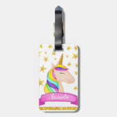 Unicorn-Gesichts-Imitat-GoldGlitzer hat Girly | in Gepäckanhänger (Rückseite vertikal)