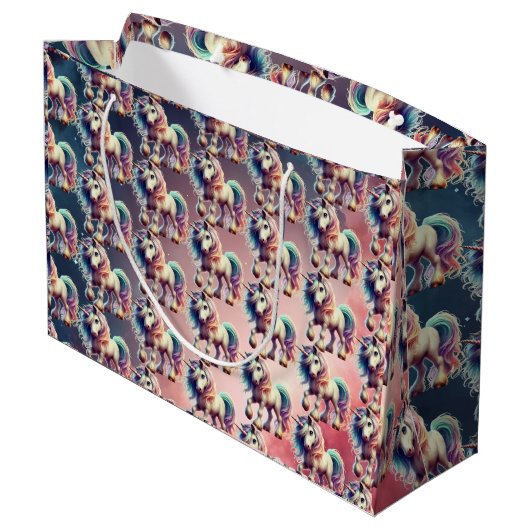 Unicorn Gift Bag Große Geschenktüte (Rückseite Schrägansicht)