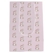 Unicorn Gift Wrap, 1st Birthday Girl, Personalized Mittlere Geschenktüte (Rückseite)