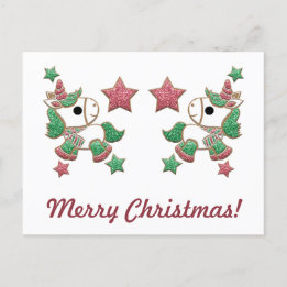 Unicorn Gingerbread Cookies "Frohe Weihnachten!" Postkarte