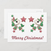 Unicorn Gingerbread Cookies "Frohe Weihnachten!" Postkarte (Vorne/Hinten)