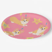 Unicorn Girl Birthday, Corgi Custom Age Pappteller (Schrägansicht)