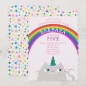 Unicorn Girl Birthday Einladung (Vorne/Hinten)