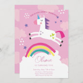 Unicorn Girl Birthday Einladung (Vorne/Hinten)