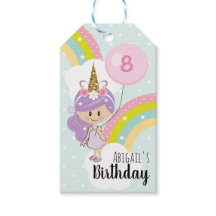 Unicorn Girl Birthday Favor Tags