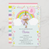 Unicorn Girl Birthday laden jede alte dunkle Haut Einladung (Vorne/Hinten)