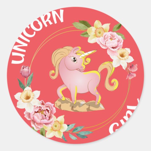 Unicorn Girl Illustration Sticker (Vorderseite)