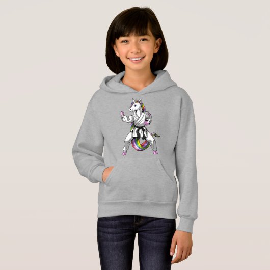 Unicorn Girl Karate Ninja Hoodie (Vorne ganz)