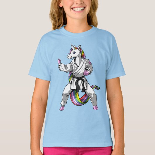 Unicorn Girl Karate Ninja T-Shirt (Vorderseite)