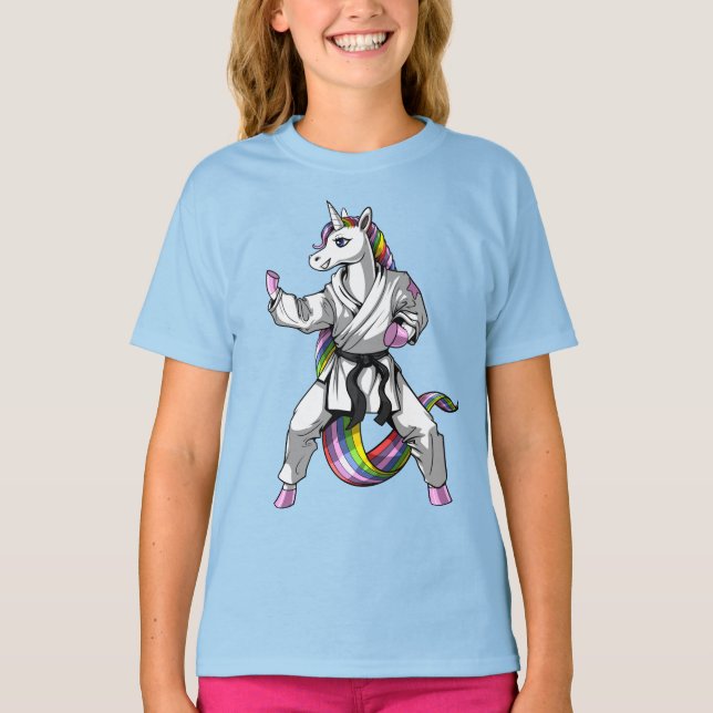 Unicorn Girl Karate Ninja T-Shirt (Vorderseite)