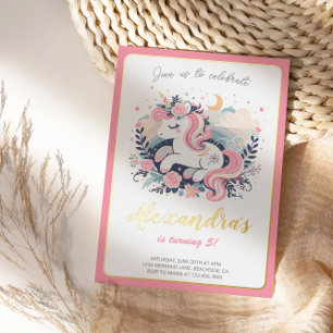 Unicorn Girl Magical Birthday Foil Einladung