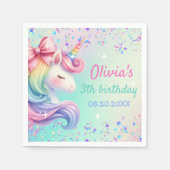 Unicorn Girl Magical Pastel Rainbow Birthday Serviette (Vorderseite)