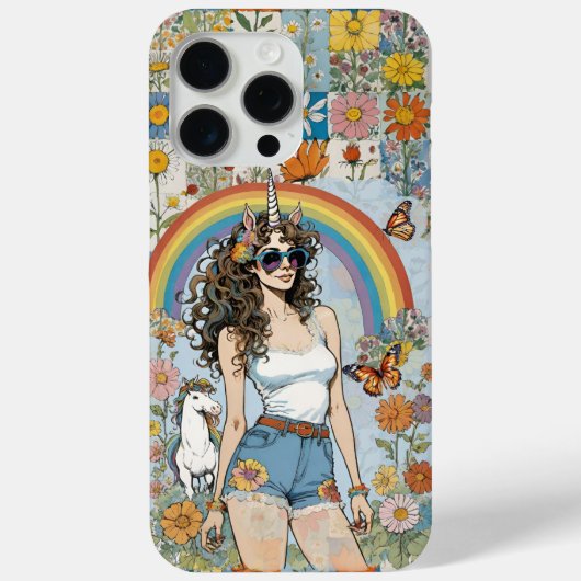 Unicorn Girl mit Regenbogen und Pferdeblüte Case-Mate iPhone Hülle (Rückseite)