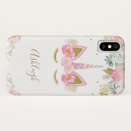 Unicorn Girl Monogram iPhone X Case (Rückseite (Horizontal))