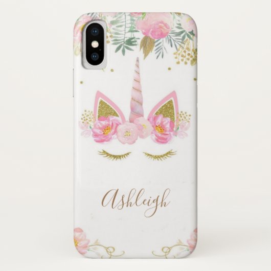 Unicorn Girl Monogram iPhone X Case (Rückseite)