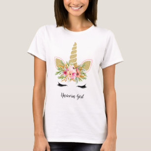 Unicorn Girl Outfit Lovely Gold Glitzer Bouquet T-Shirt