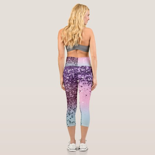 Unicorn Girls Glitzer #6c (Imitate Glitzer) #shiny Capri Leggings (Rückseite)