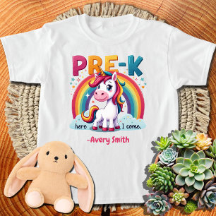 Unicorn Girls Pre-K Hier komme ich Personalisiert  T-Shirt
