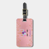 Unicorn Girly Blush Pink Glitzer Rose Gold Gepäckanhänger (Vorderseite vertikal)