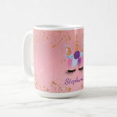 Unicorn Girly Blush Pink Glitzer Rose Gold Kaffeetasse (Vorderseite Links)