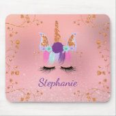 Unicorn Girly Blush Pink Glitzer Rose Gold Mousepad (Vorne)