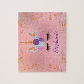 Unicorn Girly Blush Pink Glitzer Rose Gold Puzzle (Vertikal)