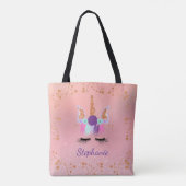 Unicorn Girly Blush Pink Glitzer Rose Gold Tasche (Rückseite)