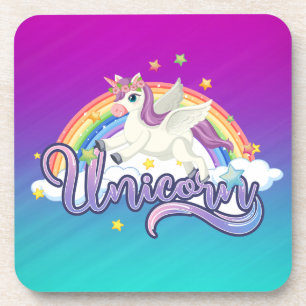 Unicorn Girly für ihre Mädchen Rainbow Ombre Getränkeuntersetzer