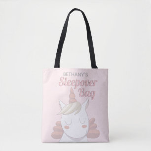 Unicorn Girly Pink Personalisiert Sleepover Beutel Tasche