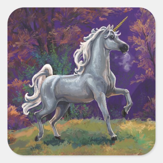 Unicorn Glade Quadratischer Aufkleber (Vorderseite)