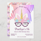 Unicorn Glasses Magical STEM Einladung zum Geburts (Vorne/Hinten)