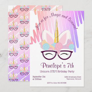 Unicorn Glasses Magical STEM Einladung zum Geburts